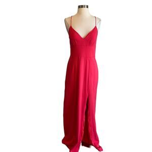 Adrianna Papell Women's Formal Dress Size 8 Red Backless Thigh Slit Long Gown